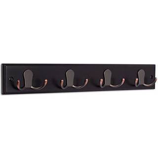 Birdrock Home Dual Hook Coat and Hat Rack - 4 Dual Hooks - 17 inches - Wall Mount - Dekorativ hjemmeopbevaring - Indgangsfoyer Hallway Badev?rels