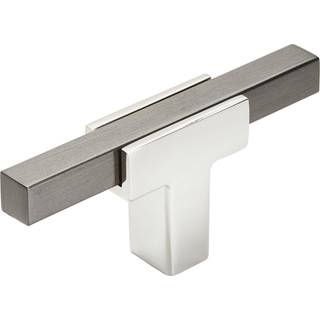 Amerock BP6726BCR | Køkkenkabinetdørkufferknap | Poleret krom/sort krom | 2-3/4 tommer (70 mm) længde | Urbanit | 1 pakke | Møbler hardware | Bad