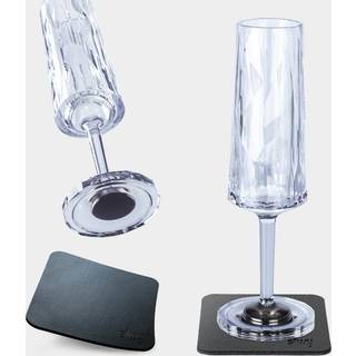 Magnetiske champagneglas i plast Silwy Magnetic Plastic Glass Champagne, transparent, 15 cl, 2-pak + magnetiske glasunderlag