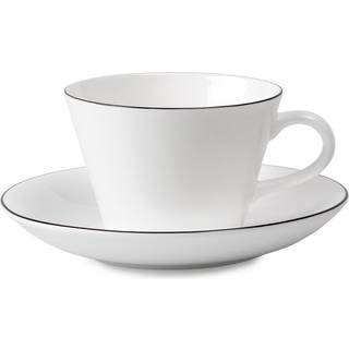 Natur Snehvid kaffekop med underkop, 15 cl