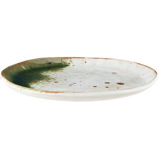 Madam Stoltz Tallerken 22 Cm Grøn / Hvid - Middagstallerkner Stentøj Multi - MA02SP