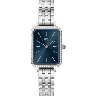 Daniel Wellington Quadro Bezel i stål med blå skive og krystaller