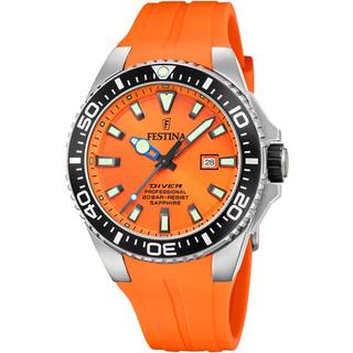 Festina Diver herreur i stål med orange urskive
