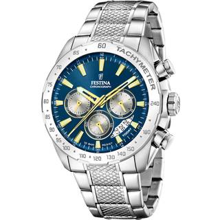 Festina Timeless Chrono herreur i stål med blå urskive