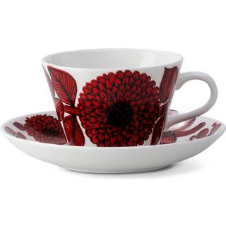 Gustavsberg Röd Aster Kaffekop Og Underkop Kegle - Kaffekopper Mix - 422310