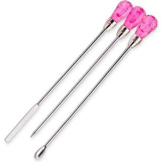 Beaute galleria 3 stykker neglekunst omr?ring stang diy v?rkt?j ske spatel n?lestok til pulver flydende lim rhinestone akryl UV gel blanding mani