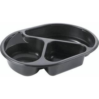 Microovnsbakke 3-rum Oval sort, 240 stk PP 240x180x40 mm