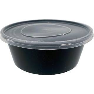 Plastbøtte med låg Sort/klar 300 ml Ø100 x 42 mm, 300 stk