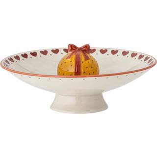 Bloomingville Jolly serveringsskål på fod Ø24 cm Hvid/Rød