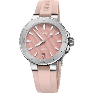 Oris Aquis Date armbåndsur med rosa perlemor 36,5 mm