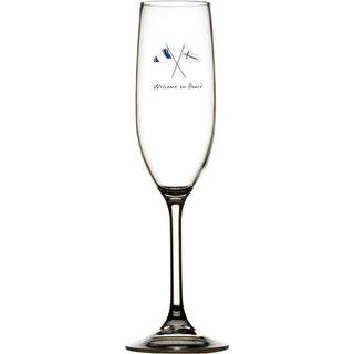 Champagneglas i plast Marine Business Welcome On Board, non-slip, hvid/blå, 24 cl, 6-pack