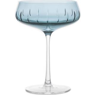 Louise Roe Single Cut Champagneskål - Champagneglas Mundblæst Krystal Blå - 10504-2-96