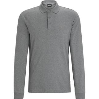 BOSS Pado 30 Long Sleeved Polo T Shirt Grey