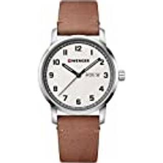 Wenger Attitude Quartz Cream Dial Brown Leather Strap Men's Watch 01.1541.117
