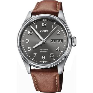 ORIS Big Crown Propilot Big Date armbåndsur, grå skive med brun rem - 44mm