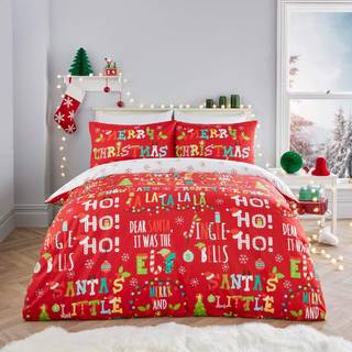 Fusion Fusion Red Santa's Little Helper Christmas Duvet Cover and Pillowcase Set