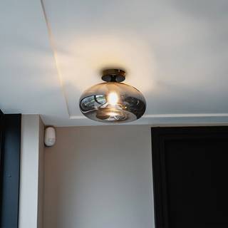 Smart loftslampe sort med røgglas inkl. Wifi P45 - Busa