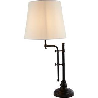München bordlampe, sort/hvid, hør, E27, justerbar