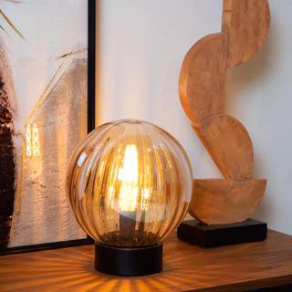 Monsaraz bordlampe, ravfarvet, Ø 25 cm, glas, E27