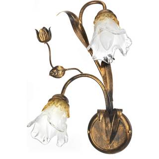Arianna væglampe, bronzefarvet, 2 lyskilder, jern, glas