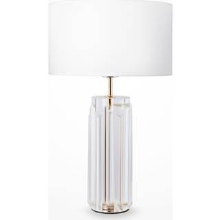 Maytoni Muse bordlampe, hvid, højde 53 cm, tekstil/glas