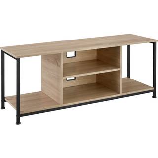 Tv-bord med 4 åbne rum og justerbar hylde - 120 cm,Industrielt lyst træ, egetræ Sonoma