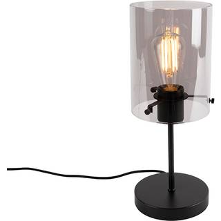 Design bordlampe sort med røgglas på stativ - Dome