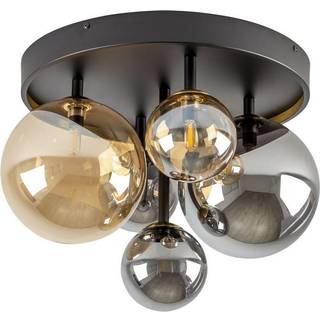 DARK loftlampe, 5 lyskilder, glas, sort, rav, røg