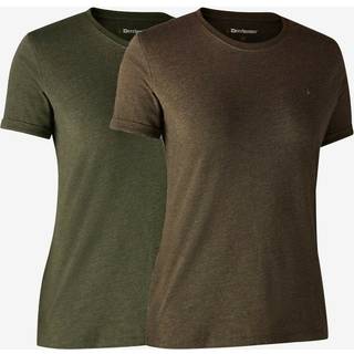 Deerhunter - Ladies Basis 2-pak T-shirt Grøn mel/Brun mel. dame 46 Ribejagtogfikseri.dk