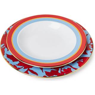 La DoubleJ Tableware - 'Roman Holiday Vino' soup and dinner plate set in multicolor 100% PORCELAIN