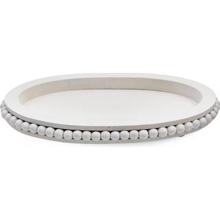 Auldhome tr?perler (hvid) dekorativ bondeg?rdsstil oval tr?bakke