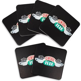 Friends Central Perk Coffee Shop Logo Paper Coasters for Drinks Absorbent Set på 6 | Bordpladsbeskyttelse til hjemmekøkken Spisebord | Sofabordin