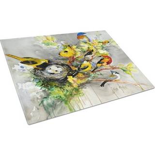 Caroline's Treasures JMK1024LCB Spring Birds Glass Cutting Board Stor dekorativt tempereret glas køkkenskæring og serveringsplade Stor i stor stø