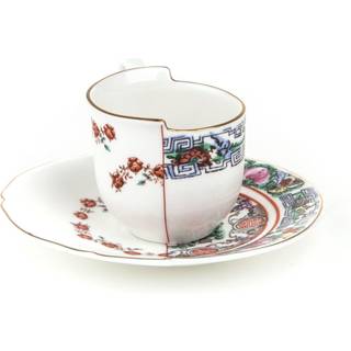 Seletti Tea And Coffee - 'Hybrid Tamara' coffee cup with saucer in MULTICOLOR Bone China Porcelain