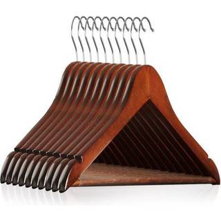 Casafield - 10 Walnut Wooden Suit Hænger - Premium Lotus Wood med hak og krom drejekrog til kjole tøj frakker jakker bukser skjorter