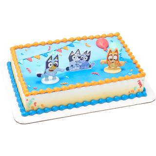 Decoset Bluey Dance Mode Cake Toppers 3 -stykker Kagedekoration med Bluey og Bingo figurer og Muffin & Socks Poly Pic til fødselsdagsfest Fejring