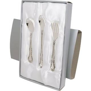 Stephan Baby B?res 3-stykke s?lvbelagt fodring i satinforet gave?ske