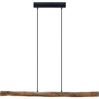 Lindby LED-hængelampe Nekala, sort, træ, længde 120 cm