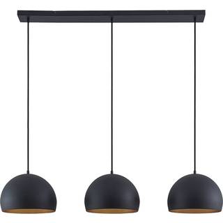 Lindby pendellampe Tarjei, længde 120 cm, sort/guld, metal