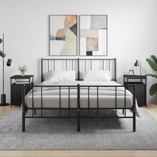 Sengebord 40X42X60 Cm Konstrueret Træ - 2 / Sort