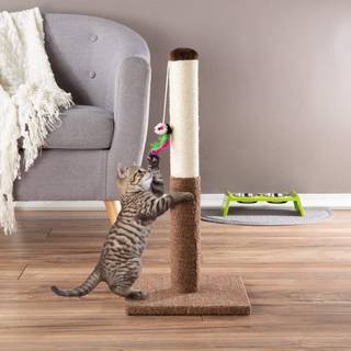 Petmaker Cat Scratching Post - Tall Scratcher til katte og killinger med sisal reb og tæppe hængende muselegetøj til interaktivt leg (24,5 tommer