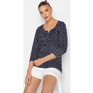 Lts Tall Navy Blue Polka Dot Print Henley Top 14 Lts | Tall Women's T-Shirts