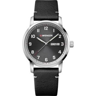 Wenger Attitude Heritage Quartz Grey Dial Black Leather Strap Men's Watch 01.1541.116