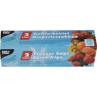 90 stk. Fryseposer med lukkeclips og tekstfelt 2 L Klar 20x30 cm - Displayæske med kliklåg