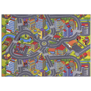 Gulvtæppe, Legetæppe City 140 x 200 Trafik Børnetæppe 634571