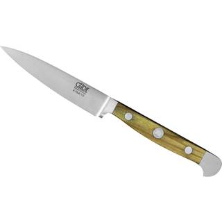 Güde Alpha Fasseiche Spickmesser 10 cm - CVM-Messerstahl - Griffschalen Weinfass-Eichenholz - Braun,Silber