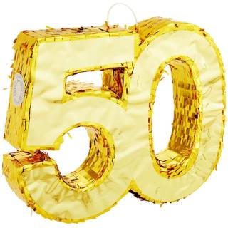 Guldfolie nummer 50 pinata til 50 -?rs f?dselsdag dekorations jubil?umsfest indretning (lille 16 x 3 x 13,2 in)