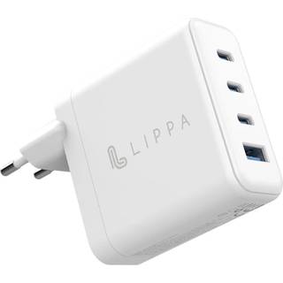 Lippa PD 100W Vægoplader GaN m. 3 x USB-C & 1 x USB-A - Hvid