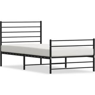 sengeramme med sengegavl og fodgærde 90x190 cm metal sort