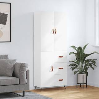 højskab 69,5x34x180 cm konstrueret træ hvid